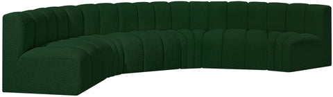 Yara 151" Green Boucle Fabric Upholstered Sectional, 6-Piece
