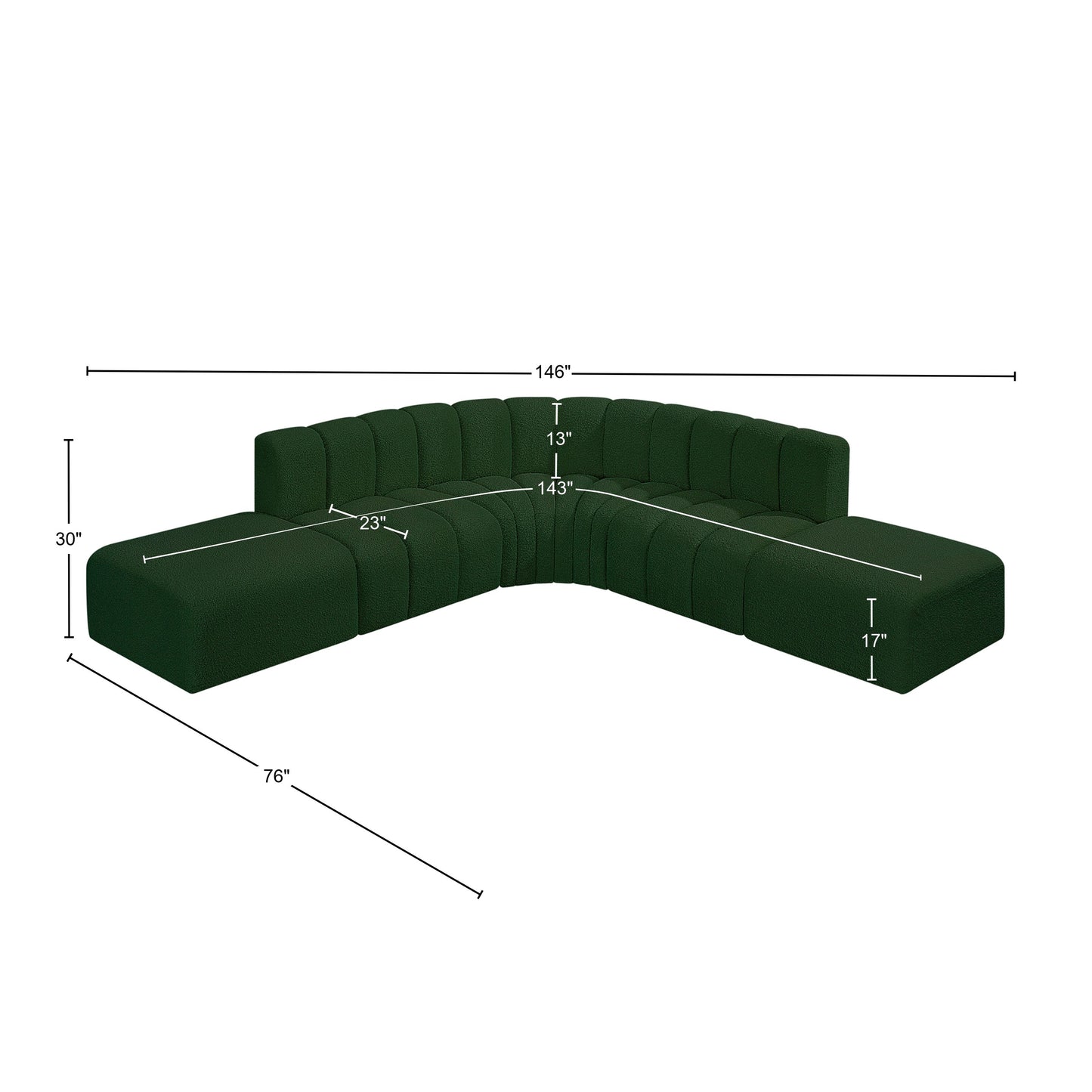 zara green boucle fabric modular sofa s6c