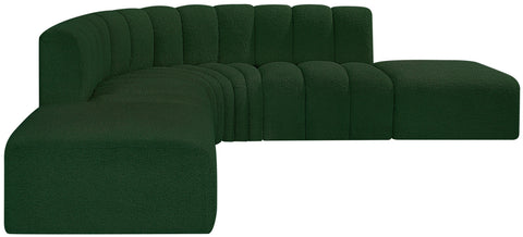 Yara 146" Green Boucle Fabric Upholstered Sectional, 6-Piece
