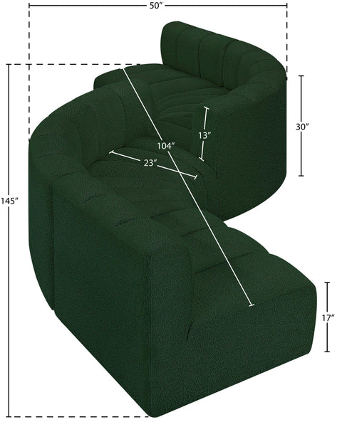 Yara 145" Green Boucle Fabric Upholstered Sectional, 6-Piece (Style 2)