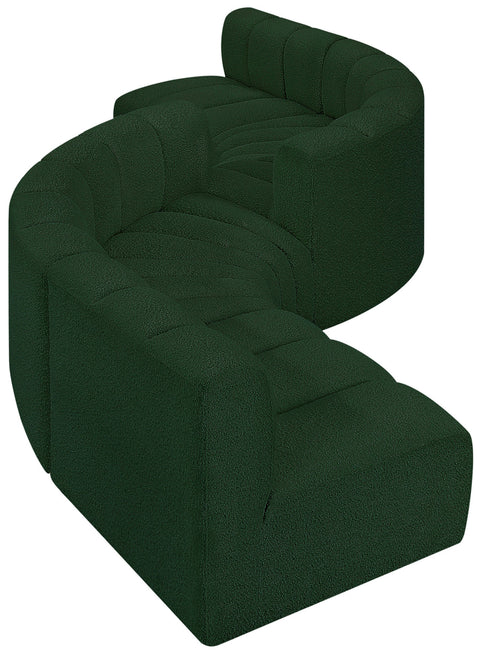 Yara 145" Green Boucle Fabric Upholstered Sectional, 6-Piece (Style 2)