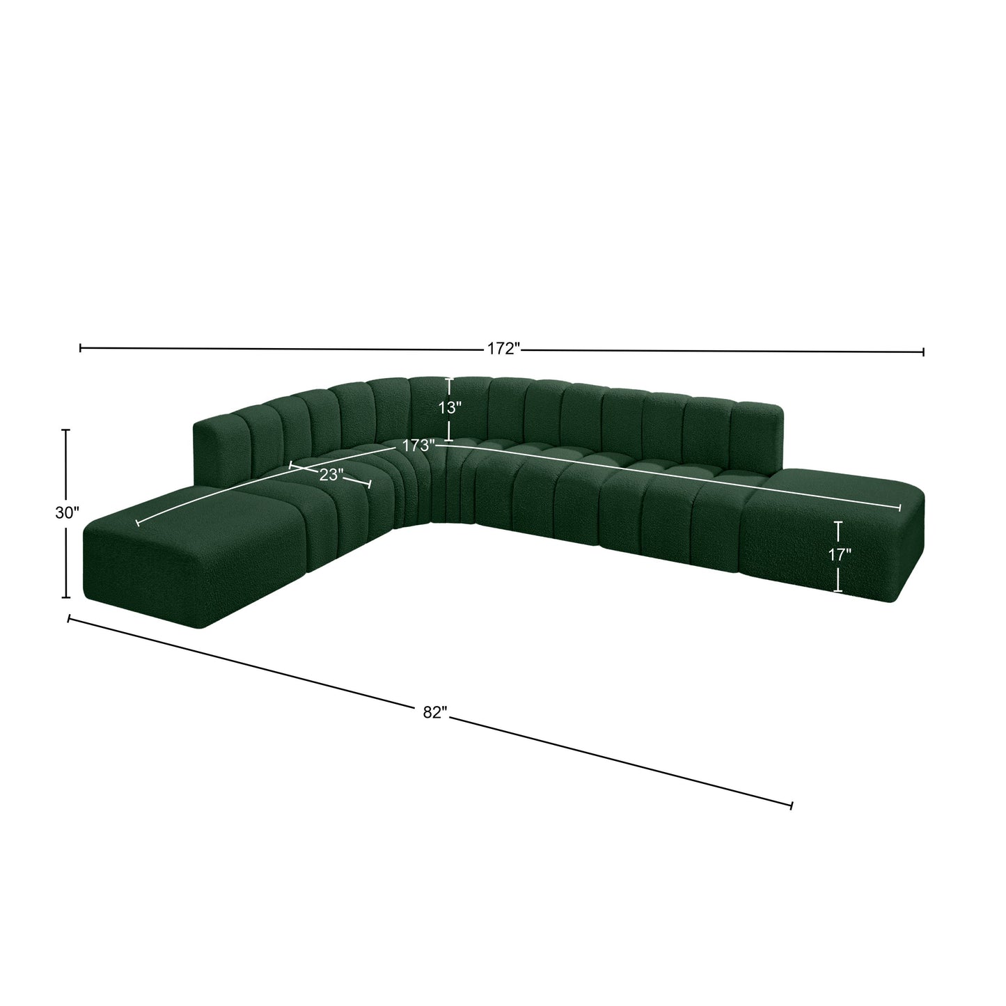 zara green boucle fabric modular sofa s7a