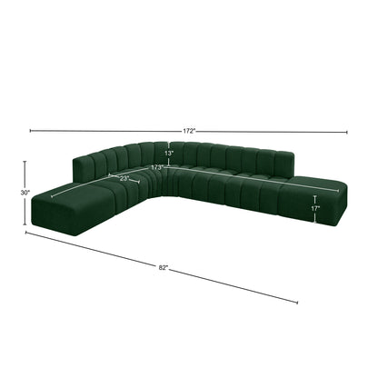 Zara Green Boucle Fabric Modular Sofa S7A