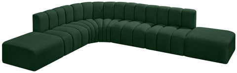 Yara 172" Green Boucle Fabric Upholstered Sectional, 7-Piece