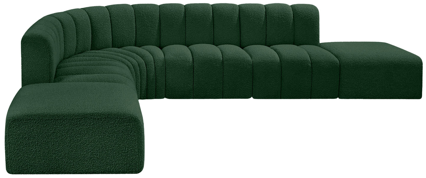 zara green boucle fabric modular sofa s7a