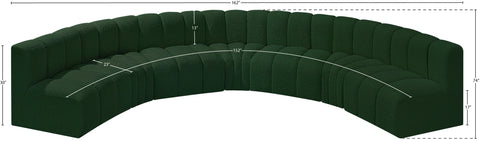 Yara 162" Green Boucle Fabric Upholstered Sectional, 7-Piece
