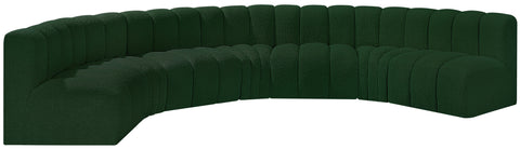 Yara 162" Green Boucle Fabric Upholstered Sectional, 7-Piece