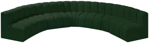 Yara 162" Green Boucle Fabric Upholstered Sectional, 7-Piece