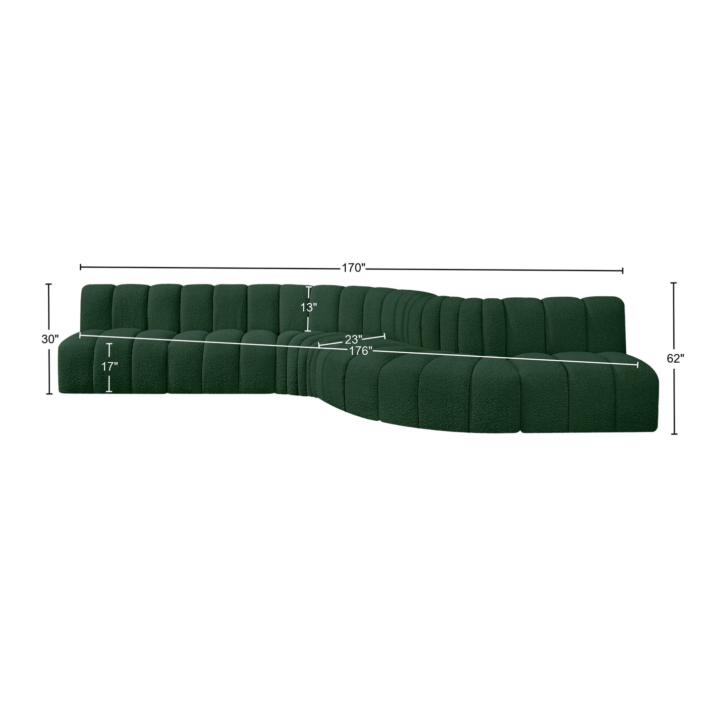 zara green boucle fabric modular sofa s7c