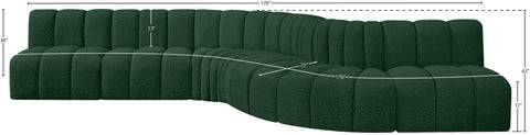 Yara 170" Green Boucle Fabric Upholstered Sectional, 7-Piece