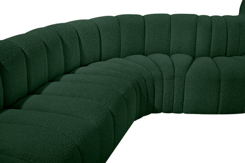 Yara 170" Green Boucle Fabric Upholstered Sectional, 7-Piece