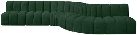 Yara 170" Green Boucle Fabric Upholstered Sectional, 7-Piece