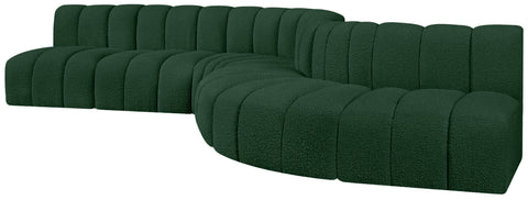 Yara 170" Green Boucle Fabric Upholstered Sectional, 7-Piece