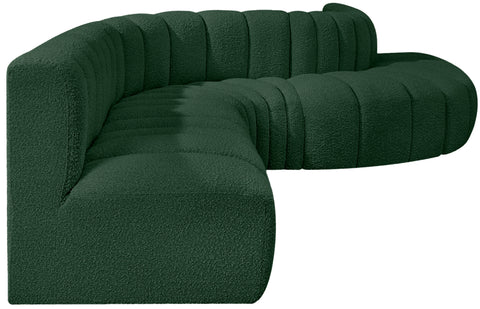 Yara 170" Green Boucle Fabric Upholstered Sectional, 7-Piece