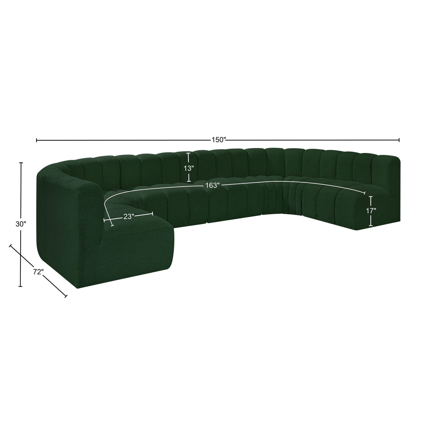 zara green boucle fabric modular sofa s8a