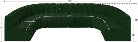 Briar Green 150 Boucle Fabric Upholstered Modular Sectional, 8-Piece