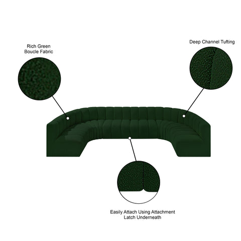 Briar Green 150 Boucle Fabric Upholstered Modular Sectional, 8-Piece