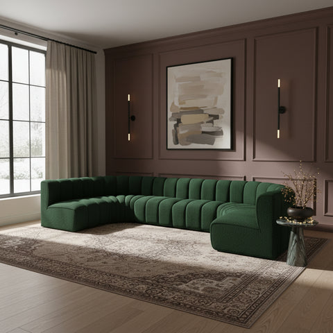 Briar Green 150 Boucle Fabric Upholstered Modular Sectional, 8-Piece