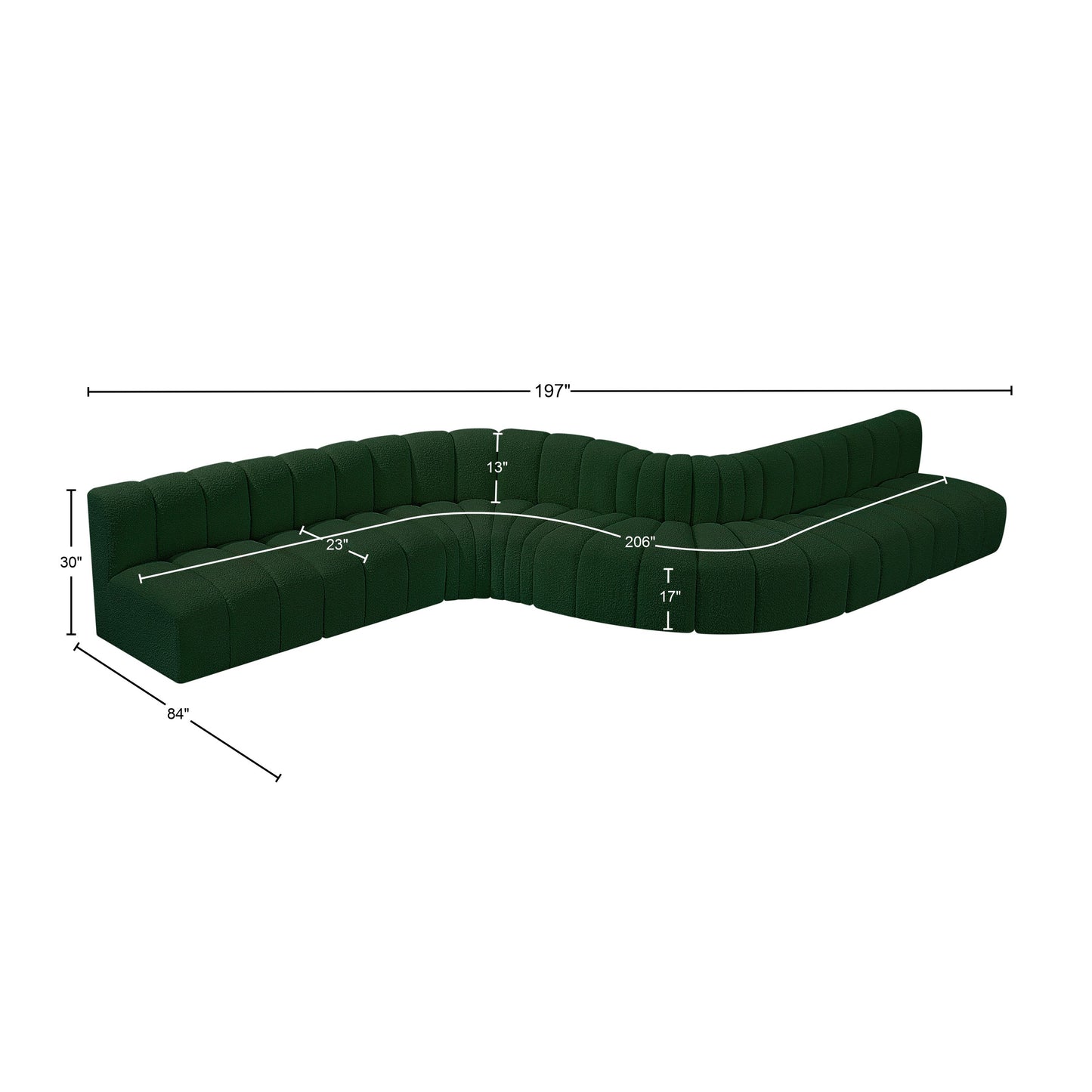 zara green boucle fabric modular sofa s8c