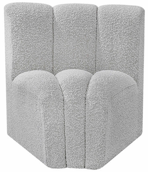 Briar Grey Boucle Fabric Upholstered Modular Curved Corner Chair, 1 Piece