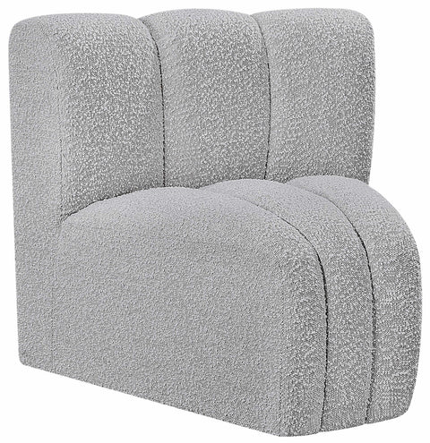 Briar Grey Boucle Fabric Upholstered Modular Curved Corner Chair, 1 Piece