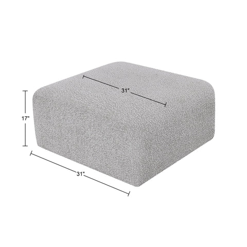 Briar Grey Boucle Fabric Upholstered Modular Ottoman, 1 Piece