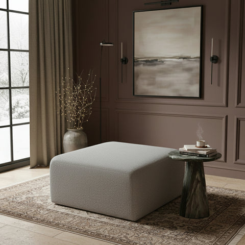 Briar Grey Boucle Fabric Upholstered Modular Ottoman, 1 Piece