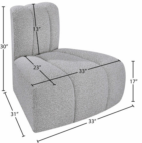 Briar Grey Boucle Fabric Upholstered Modular Reverse Corner Chair, 1 Piece