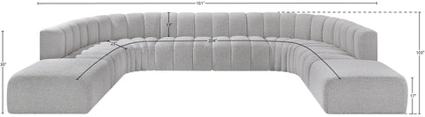 Briar Grey 161 Boucle Fabric Upholstered Modular Sectional, 10-Piece