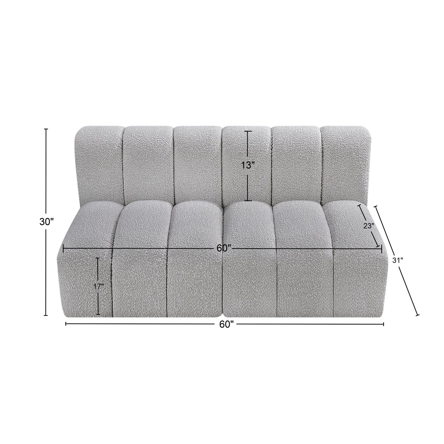 zara grey boucle fabric modular sofa s2a