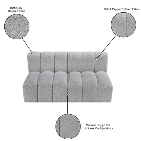 Briar Grey 60 Boucle Fabric Upholstered Modular Sectional , 2-Piece (Style 1)