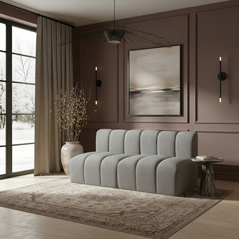 Briar Grey 60 Boucle Fabric Upholstered Modular Sectional , 2-Piece (Style 1)