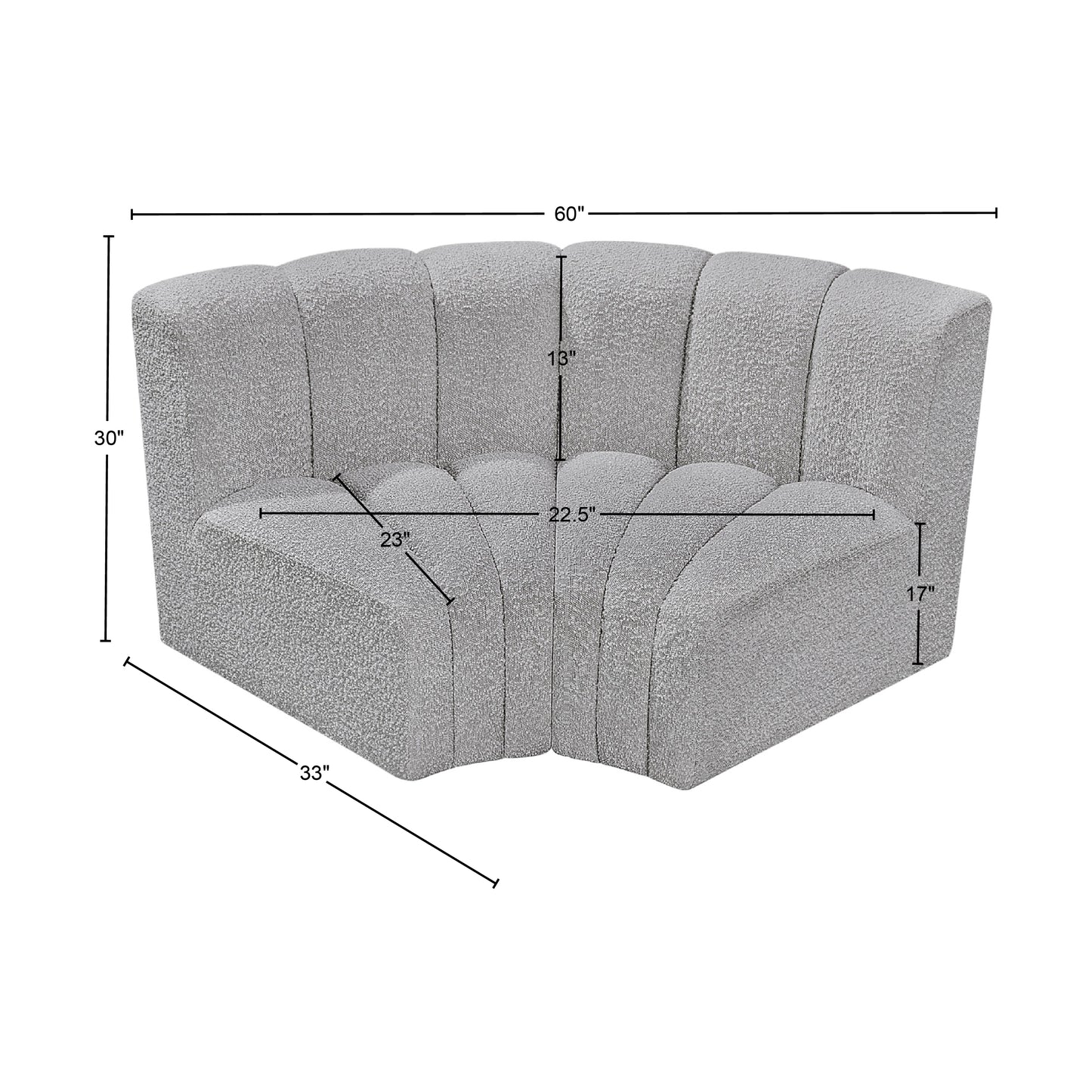 zara grey boucle fabric modular sofa s2b