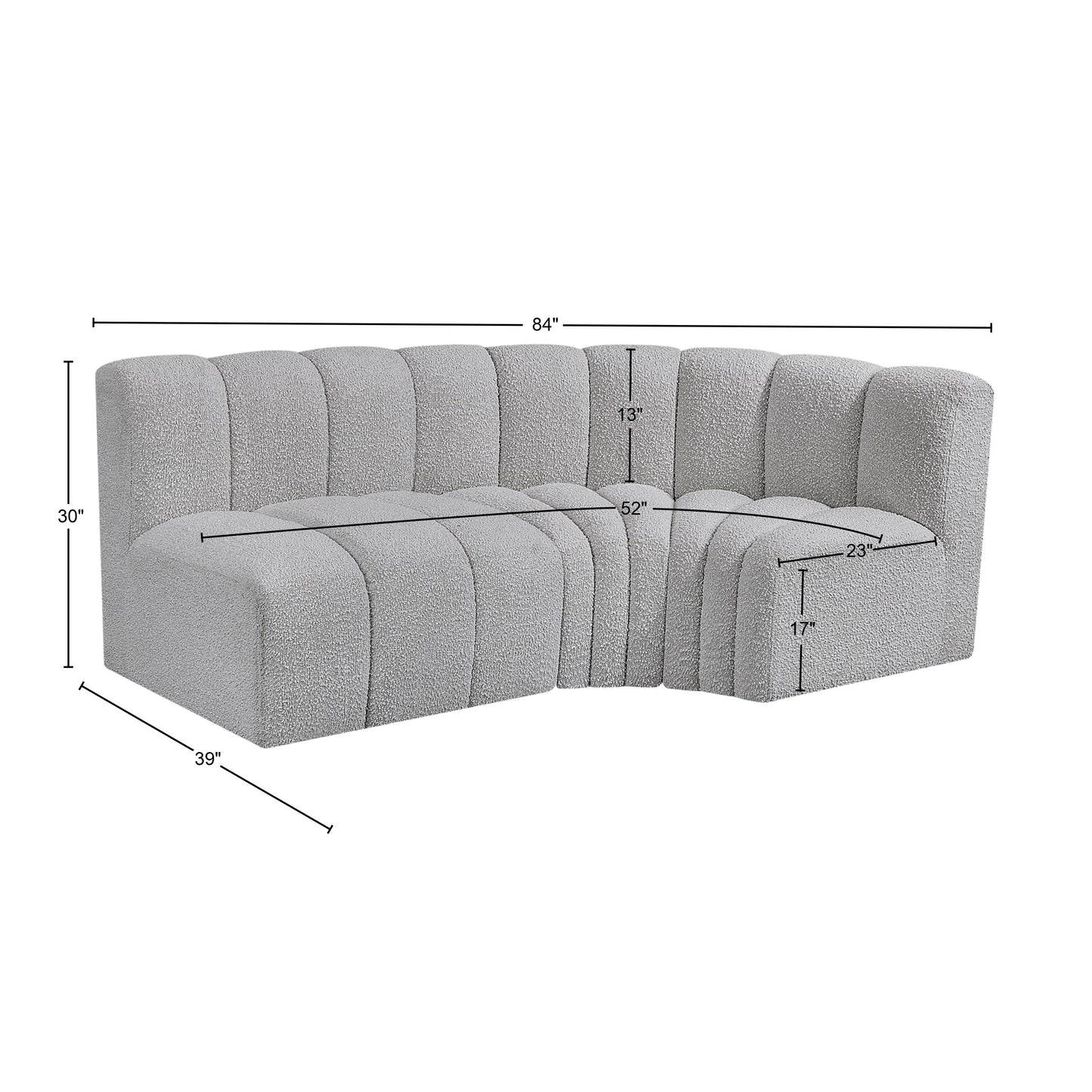 zara grey boucle fabric modular sofa s3a