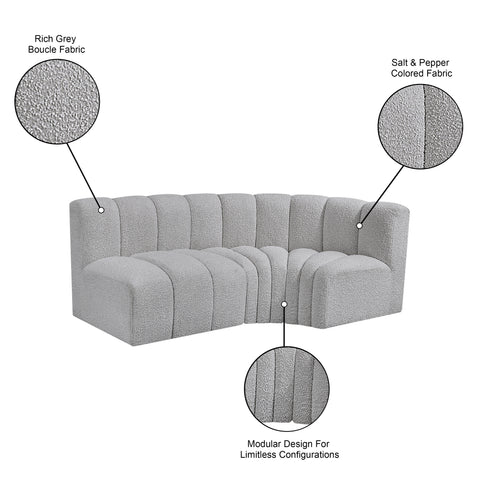 Briar Grey 84 Boucle Fabric Upholstered Modular Sectional, 3-Piece