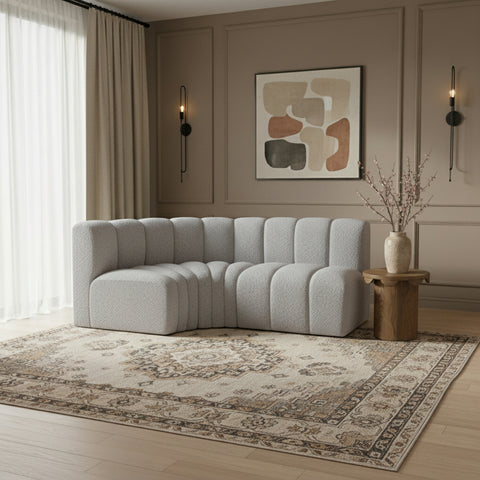 Briar Grey 84 Boucle Fabric Upholstered Modular Sectional, 3-Piece