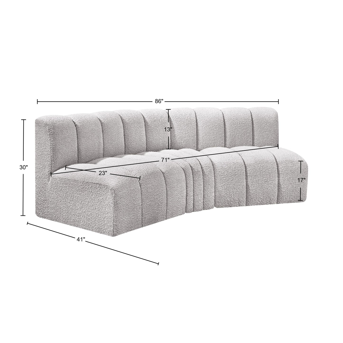 zara grey boucle fabric modular sofa s3b