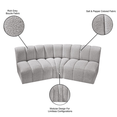 Briar Grey 86 Boucle Fabric Upholstered Modular Sectional, 3-Piece