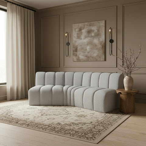 Briar Grey 86 Boucle Fabric Upholstered Modular Sectional, 3-Piece