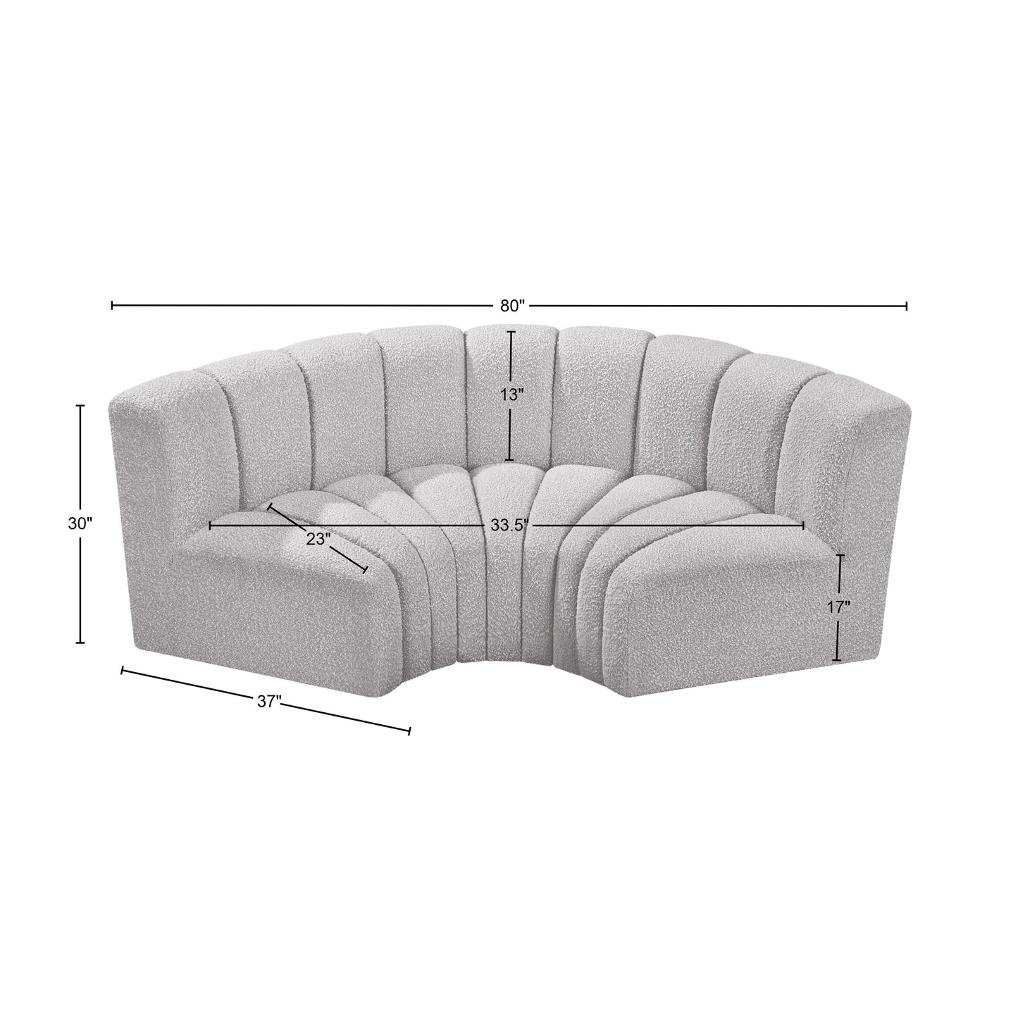 zara grey boucle fabric modular sofa s3c