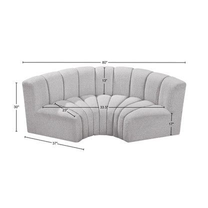 Zara Grey Boucle Fabric Modular Sofa S3C