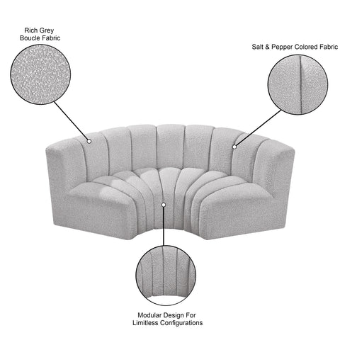 Briar Grey 80 Boucle Fabric Upholstered Modular Sectional, 3-Piece
