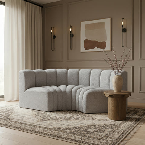 Briar Grey 80 Boucle Fabric Upholstered Modular Sectional, 3-Piece