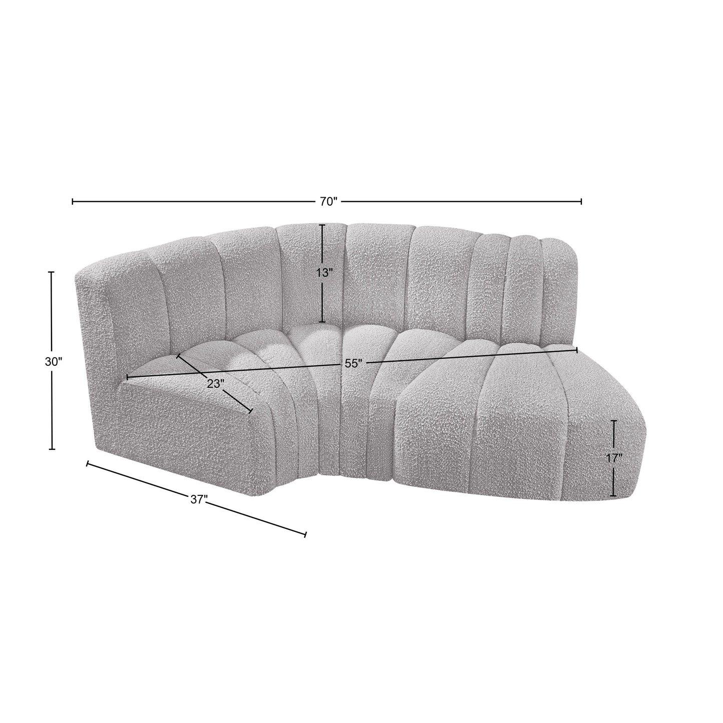 zara grey boucle fabric modular sofa s3d