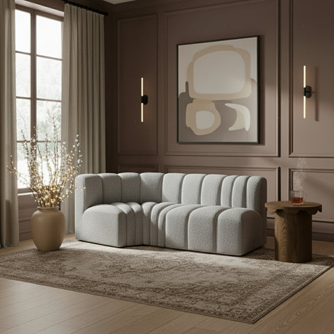 Briar Grey 70 Boucle Fabric Upholstered Modular Sectional, 3-Piece