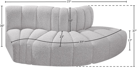 Briar Grey 77 Boucle Fabric Upholstered Modular Sectional, 3-Piece