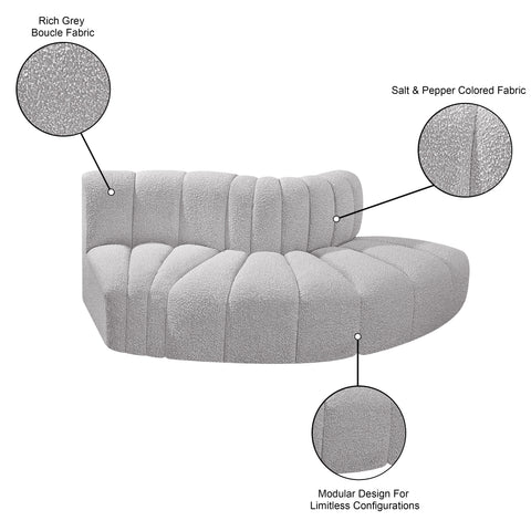 Briar Grey 77 Boucle Fabric Upholstered Modular Sectional, 3-Piece