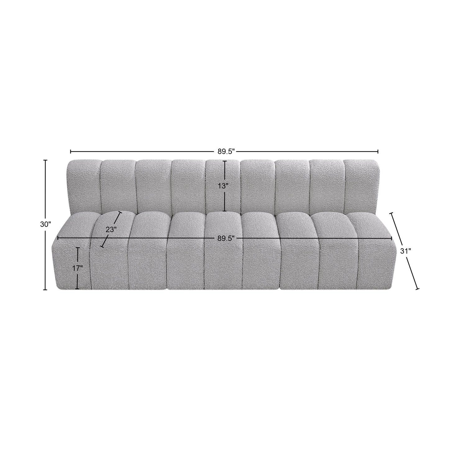 zara grey boucle fabric modular sofa s3f