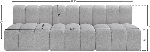 Briar Grey 89.5 Boucle Fabric Upholstered Modular Sectional, 3-Piece