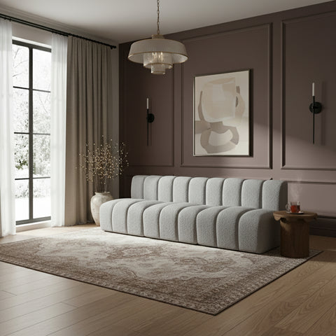Briar Grey 89.5 Boucle Fabric Upholstered Modular Sectional, 3-Piece
